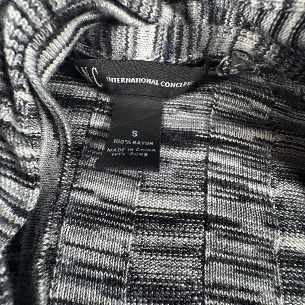 INC International Concepts Cardigan Sweater Women Small Gray Rib Knit Open Front